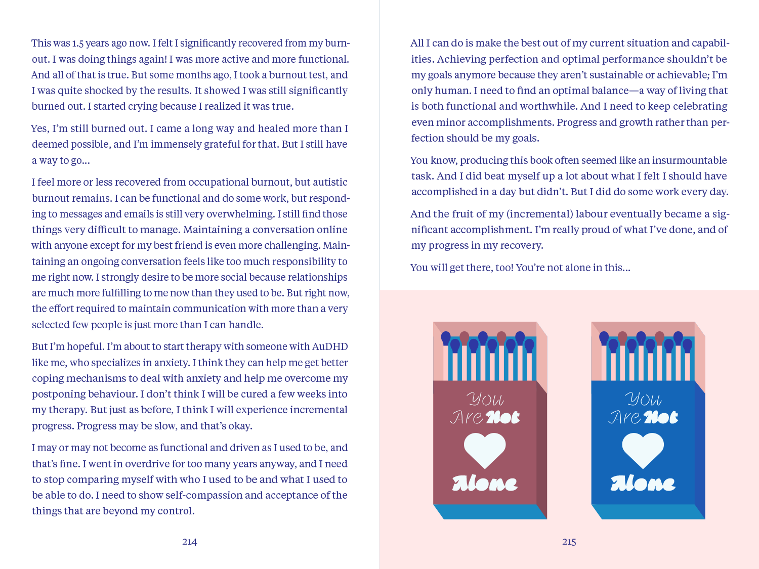 Two example pages of ‘The Ultimate Guide to Autistic Burnout’.